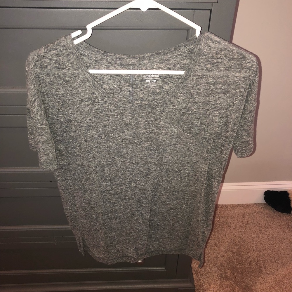Light Grey Boyfriend Scoop neck pocket T-shirt